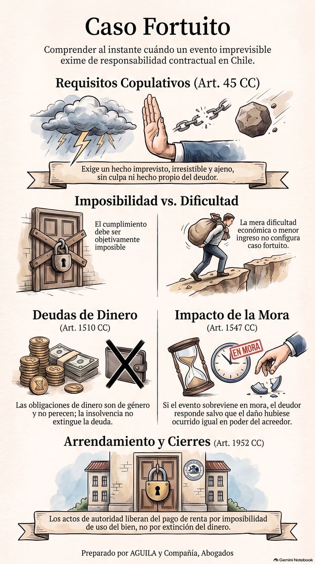 Infografía: caso fortuito y responsabilidad contractual